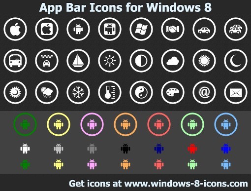 Windows 8 App Bar Icons Windows 8 App Bar Icons
