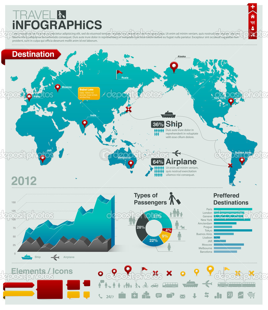 World Map Infographic Elements